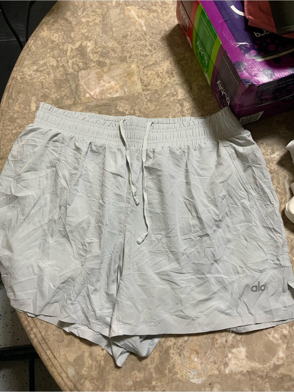 ALO Yoga Light Gray Women's Athletic Shorts - Picture 5 of 5